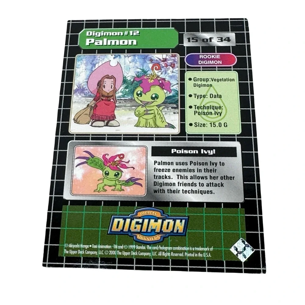 1999 Upper Deck Digimon Series 1 Palmon #12 Prism Holofoil Card 15 of 34